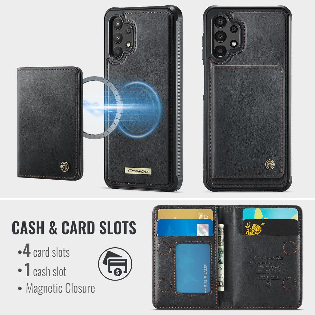 CASEME Серия ME80 Для Samsung Galaxy A13 4G/A04s 4G (164.7мм) Магнитный чехол-кошелек из кожи и ПК/ТПУ для телефона, съемный