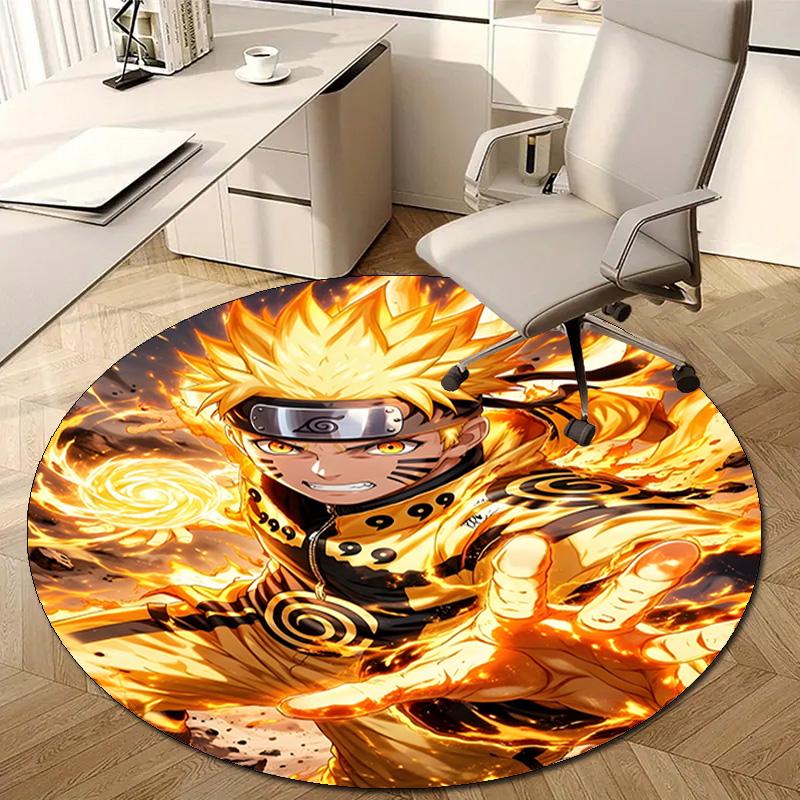1pc Naruto Print Round Carpet Chair Round Carpet Suitable for Bedroom Living Room Home Decorative Carpet