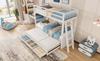=(WX000121AAK)Bunk Bed 90x200cm, House Bed, Frame of Pine Wood and MDF with Ladder and Pull-Out Bed and 3 Drawers, Without Mattress, White