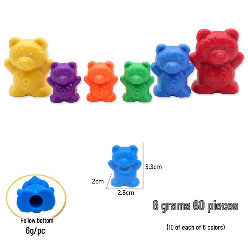 Маленький медвежонок Монтессори математическая игрушка: Радужный сортер и счетный материал