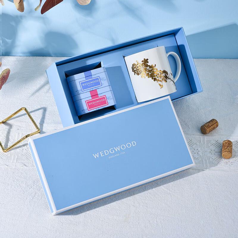 Wedgwood Набор: Позолоченная цветочная кружка и чайница