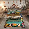 Camping Rules Duvet Cover Camper Bedding Set Twin Size for Kids Child,Rustic Cabin Camping Comforter Cover Set Farmhouse Style Camping Decor