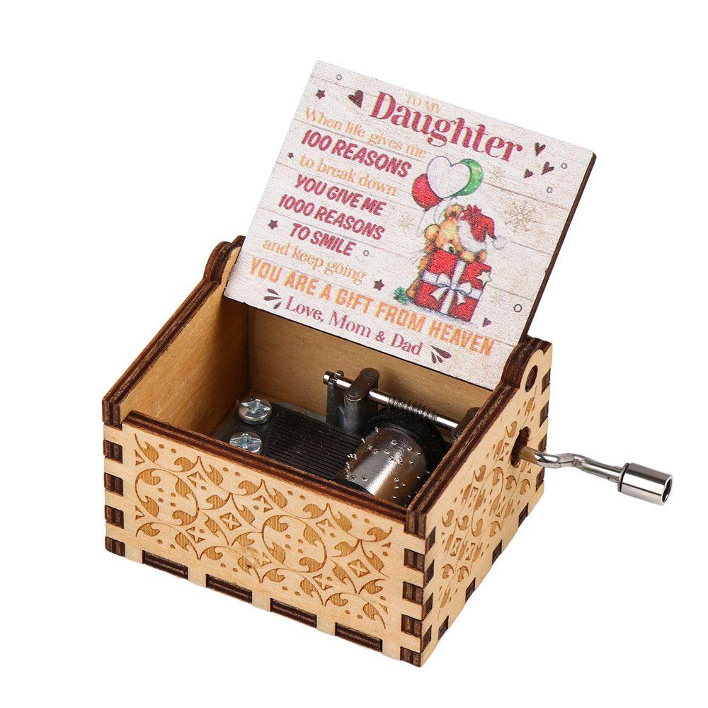 Gifts Wooden New Year Musical Boxes Music Box Merry Christmas Hand Crank