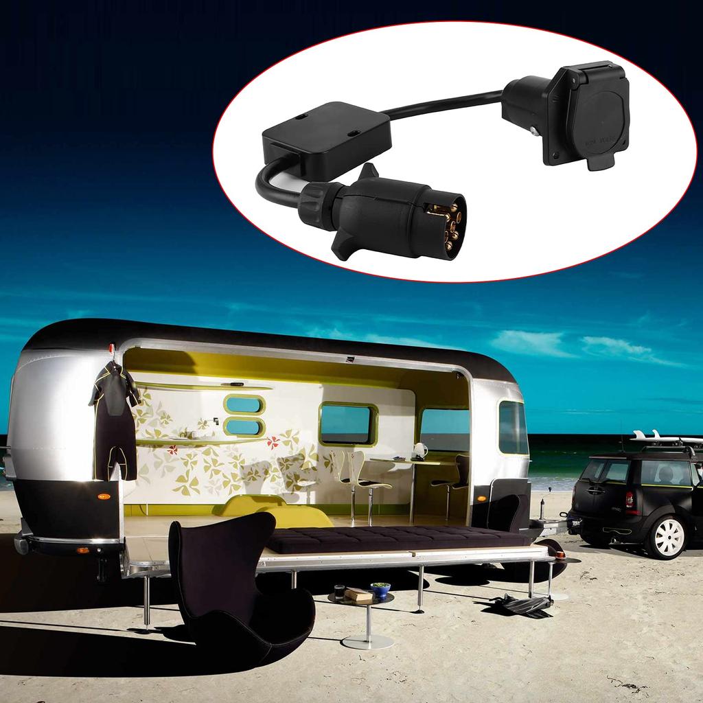 7-Pin Circular Connector, Trailer Adapter Connector, Light Cable Converter, Conversion Adapter, European 7-Pin to American 7-Way Plug