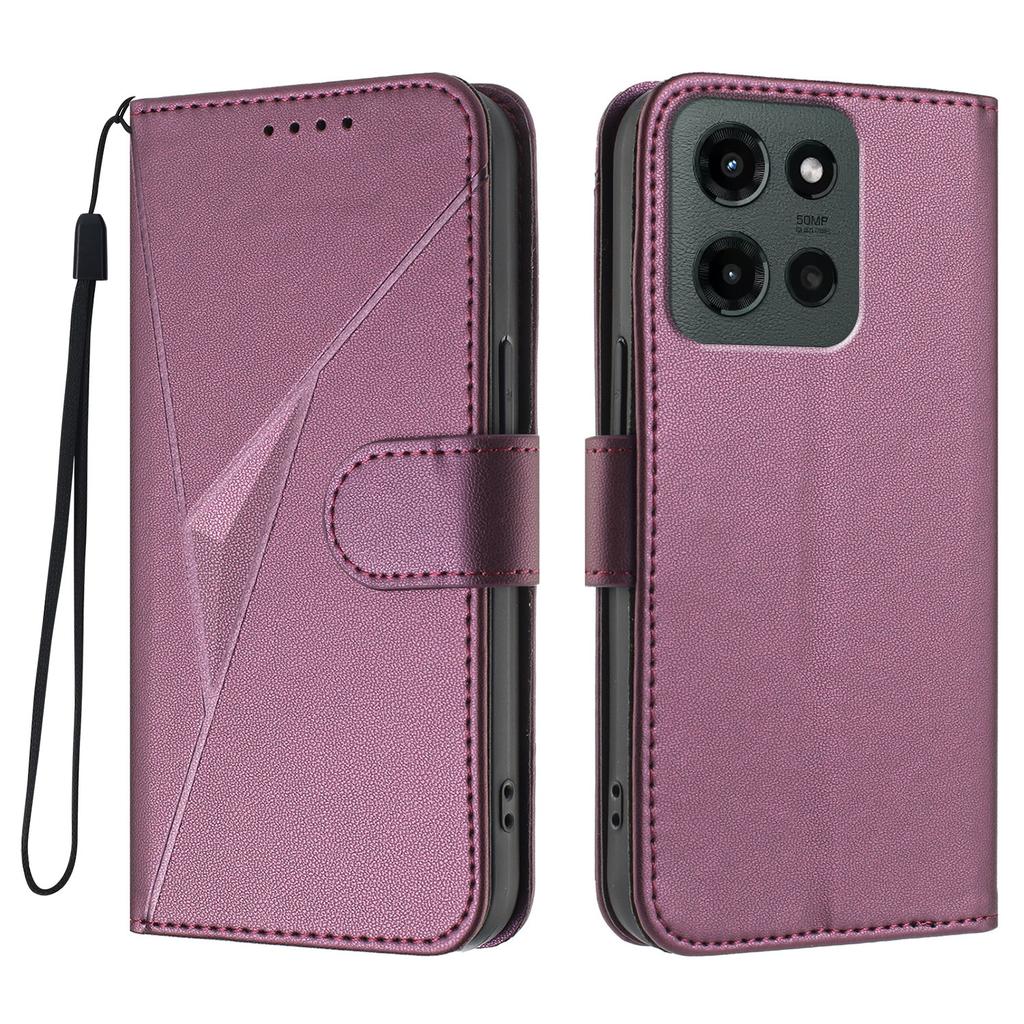 For Motorola Moto G Stylus 5G (2025) Case Triangle Imprint Leather Phone Cover with Lanyard