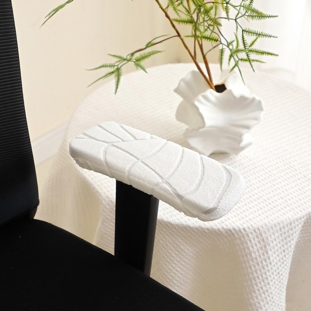 2Pcs/Set Jacquard Pattern Chair Armrest Cover Solid Color Rotating Chair Covers Armchair Covers