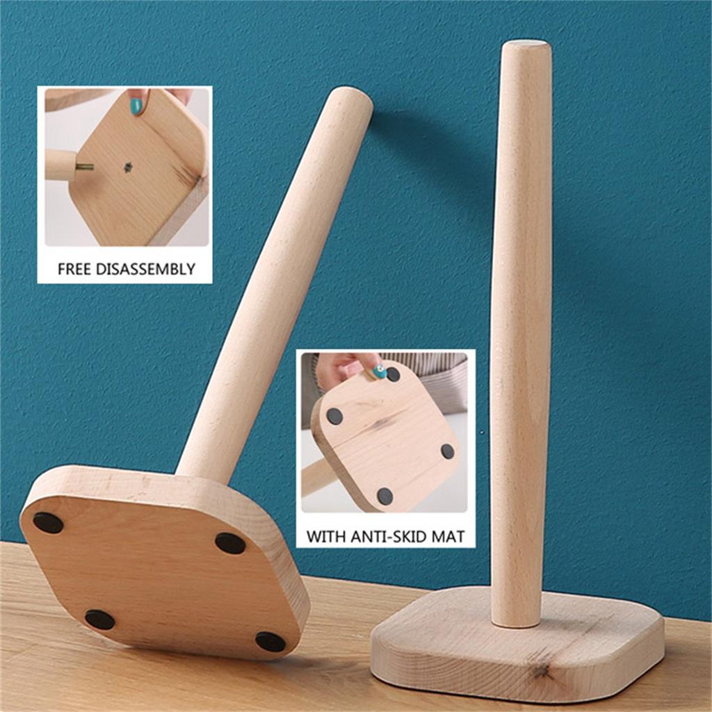 Paper Towel Holder, Wooden Paper Towel Holder Countertop, Detachable Bathroom Towel Roll Stand For Kitchen & Dining Room