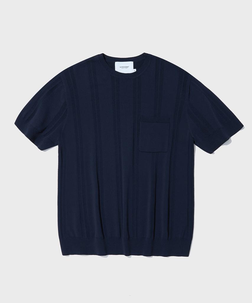 OUTSTANDING Hs Stripe Crew Neck Knit_Navy