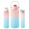 2 Liter Large Capacity Outdoor Frosted Gradient Sports Water Bottle Travel Fitness Water Cup with Scale Convenient Straw Cup