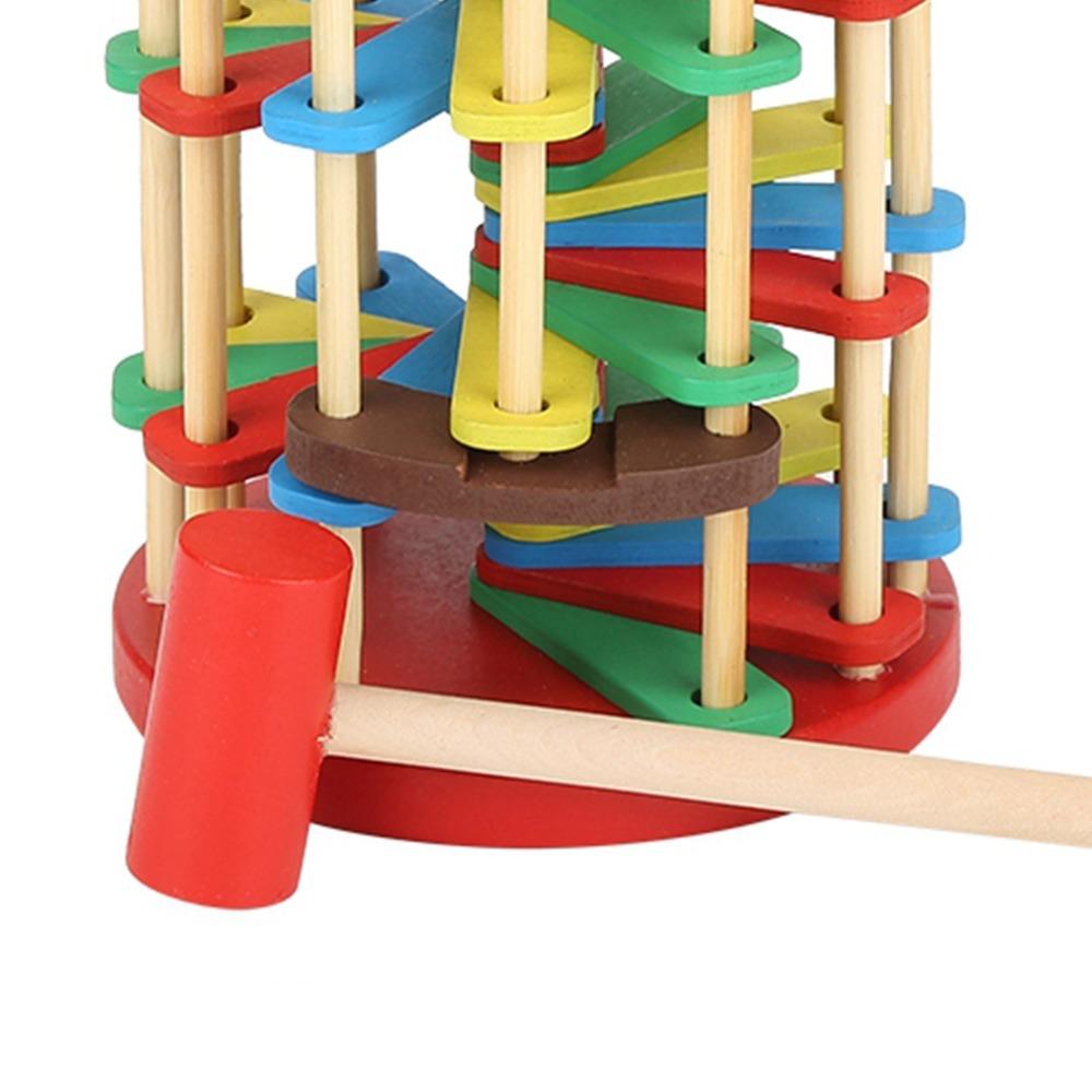 Colorful Knock Ball Toy Wooden Preschool Learning Toy Interactive Wooden Ladder Toy Gift