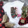 Kawaii Cartoon Merry Christmas Tree Graphics Women T-Shirts 90S Summer Short Sleeves Loose Round Neck Female Y2K Tops
