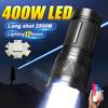 400W LED Torch Ultra Powerful Flashlights Portable Rchargeable LED Lamp Camping Lantern Tactical Flashlight Zoomable Lights Waterproof Flash Light