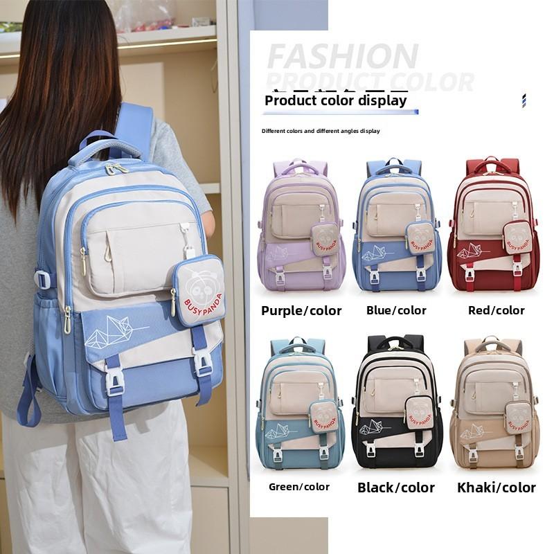 Color Matching Trendy Nylon Travel Backpack Lightweight Schoolbag Gift Kids