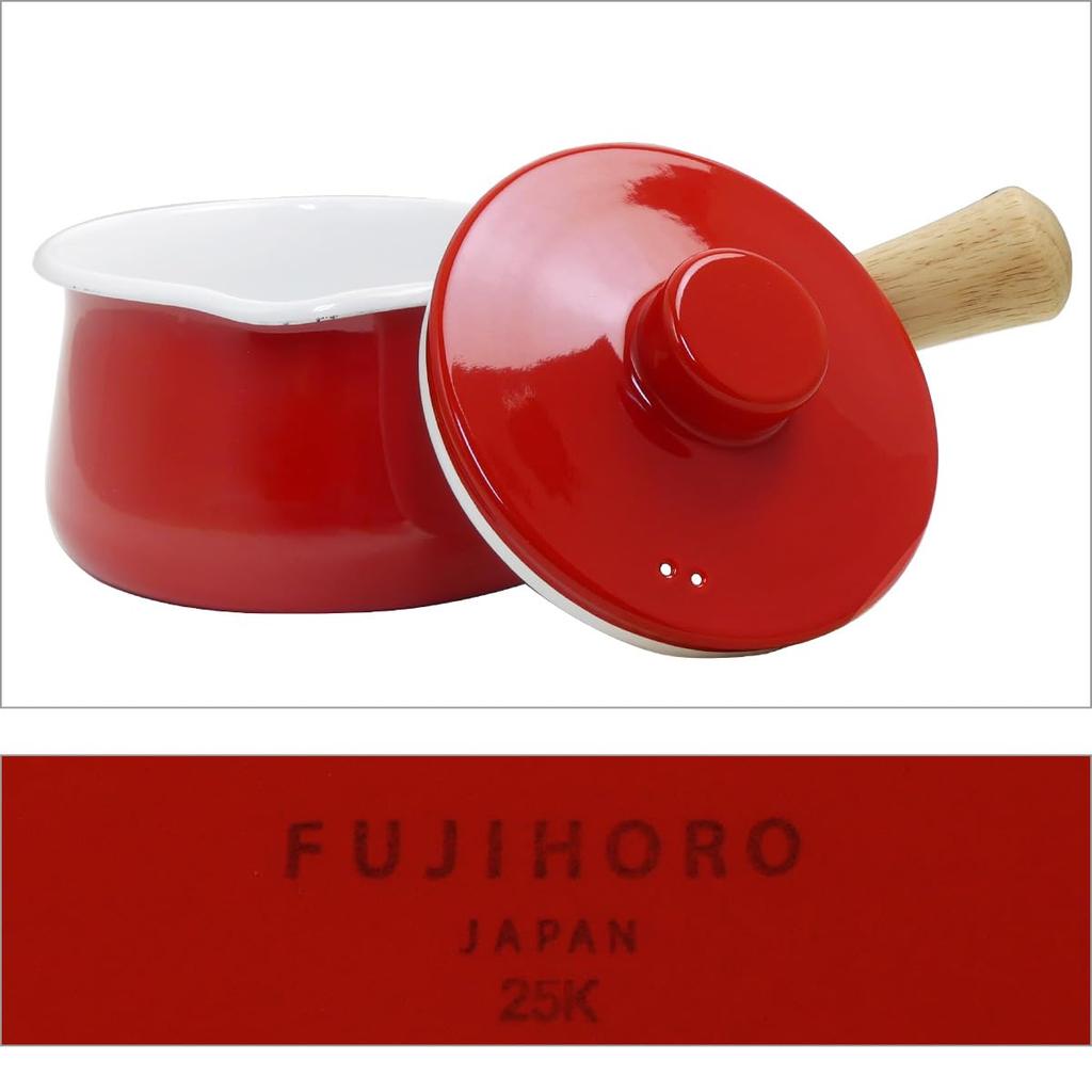 Эмалированная медовая посуда Fuji, сплошная, 15 см, для молока, с совместимостью с индукционными плитами, красная, ISD15MCR, крышка,