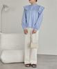 Titibait Pin Tuck Design Ruffle Blouse AFXP4300 Small Blue Women's