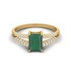 7X5MM Octagon Green Onyx Gemstone 925 Sterling Silver Gold Plated Solitaire Split Shank Women Wedding Ring