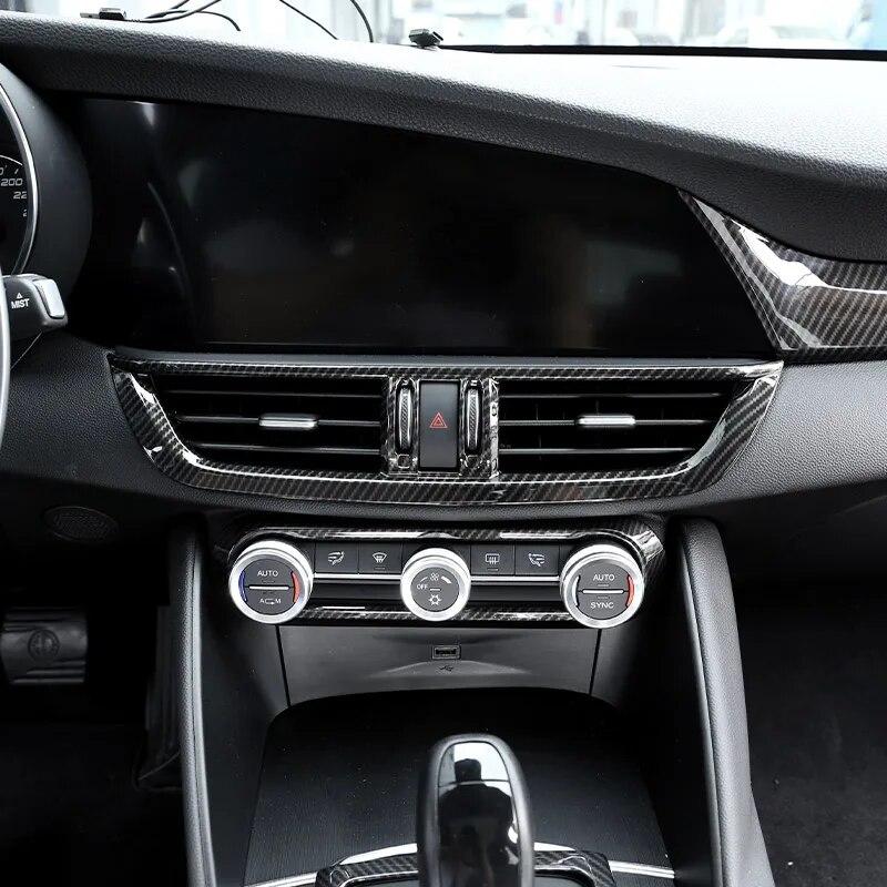 Для Alfa Romeo Giulia Stelvio 2017 2018 ABS углеродное волокно салон автомобиля центральная консоль кондиционер вентиляционная рамка отделка