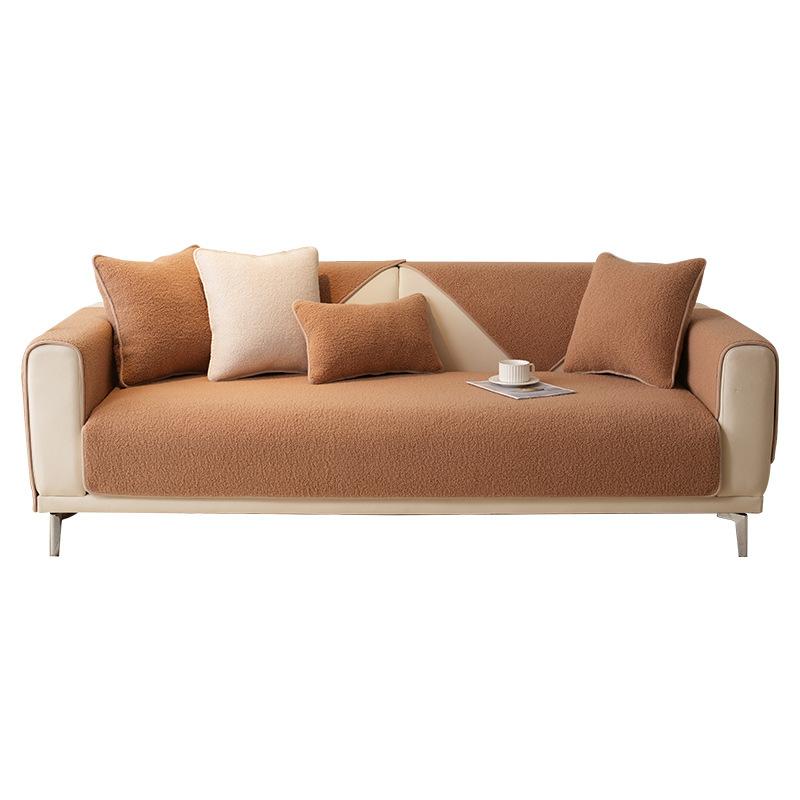 Зимняя подушка для дивана, плюшевые новые нескользящие подушки для сиденья, простые современные однотонные чехлы для диванов, ткань