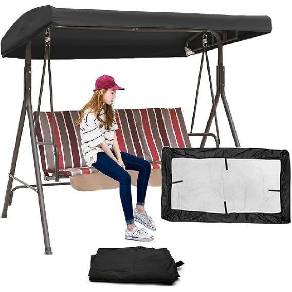 Outdoor Swing Canopy Replacement Cover 3 Seater 191x120x18cm/75x47x7'' Universal Patio Swing Cover,Waterproof Replacement Canopy Top Cover for Garden