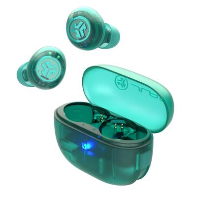 JLab Go Pop ANC Clear Teal Green Wireless Skeleton Clear Teal IP55 Dustproof and Active Noise 10mm Dynamic iPhone with Perfect for and the Continuous