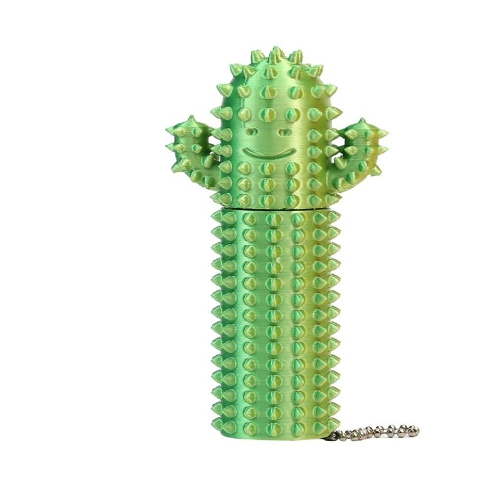 Solid Structure Cactus Keychain Spiky Surface Desktop Ornament Stress Relief Toy Office Desk Use