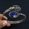Blue Sapphire Bangle, Handmade Gemstone Bangle, 999 Copper Wire Wrapped Antique Jewelry, For Engagement Gift