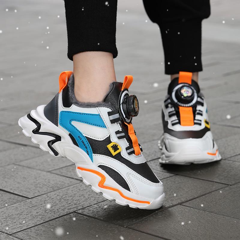Winter Sports Shoes Children's Cotton Shoes Sports Shoes PU Waterproof Plus Velvet Warm Ultra-light Boys Snow Sports Shoes