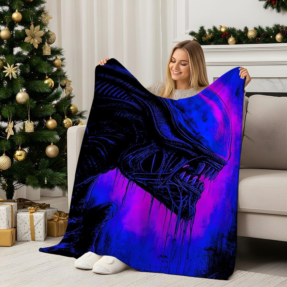 Movie A-Aliens Throw Flannel Blanket Perfect for Sofa Office Bed Travel Sleep Read Relax Camping four season use