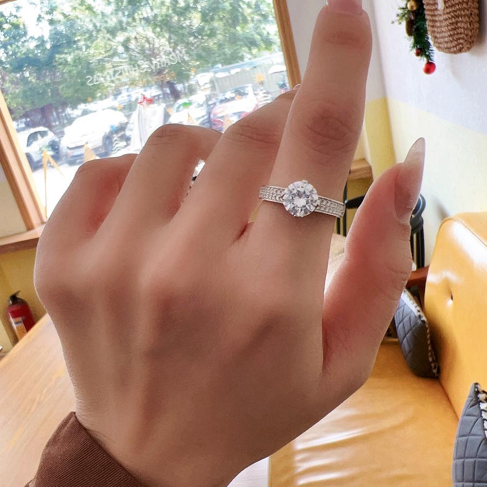 Vinregem Классическое кольцо из 100% стерлингового серебра 925 пробы с бриллиантами круглой огранки 7 мм 1,25 карата 3EX VVS1 D Цвет настоящий муассанит с бриллиантами 2 шт. Свадебные помолвочные украшения