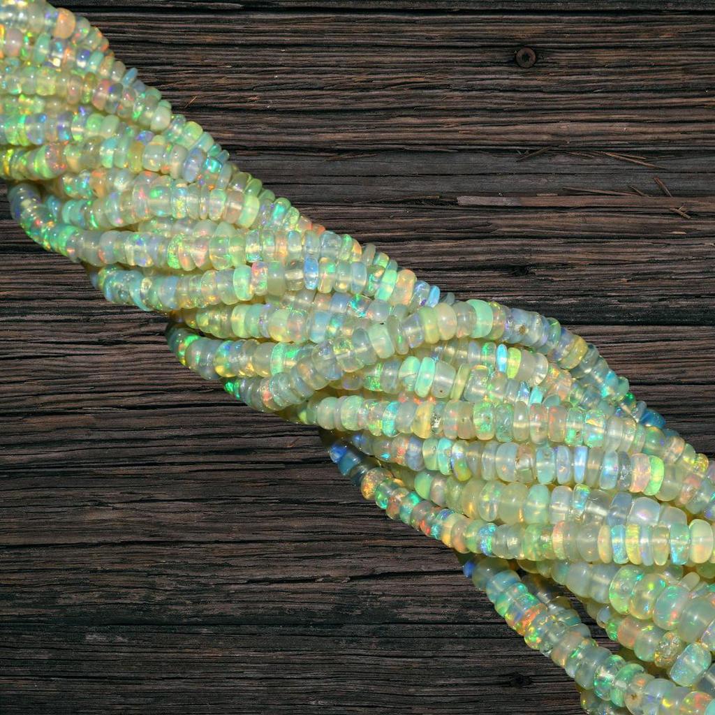 Удивительные блестящие бусины из эфиопского опала, бусины Multi Fire, бусины из натурального полированного опала, гладкие бусины Rondell из эфиопского опала.