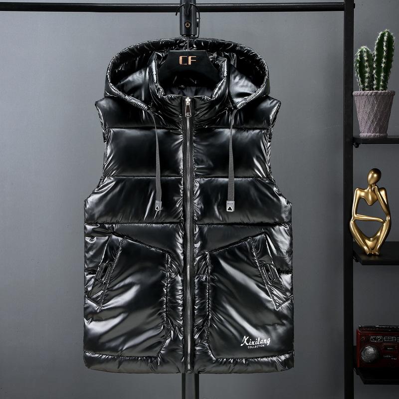 Women Winter Down Cotton Vest Shiny Mid-waistcoat Warm Vest Coat