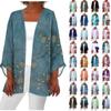 Women's Casual Fashion Retro Printed Lightweight Medium Length Jacket Cardigan
