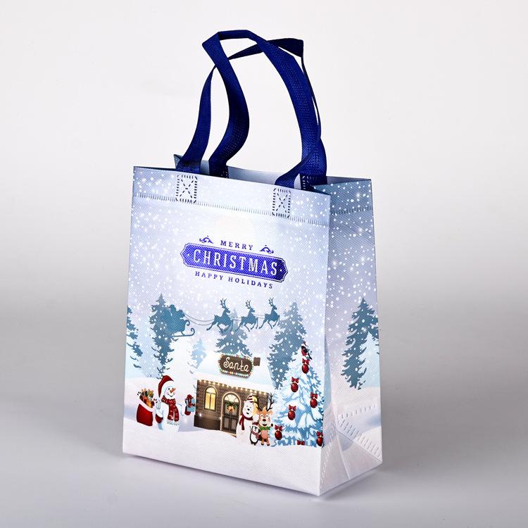 В наличии Большая мультяшная рождественская нетканая сумка-тоут 2024 - Праздничная подарочная сумка большой вместимости для покупок в канун Рождества