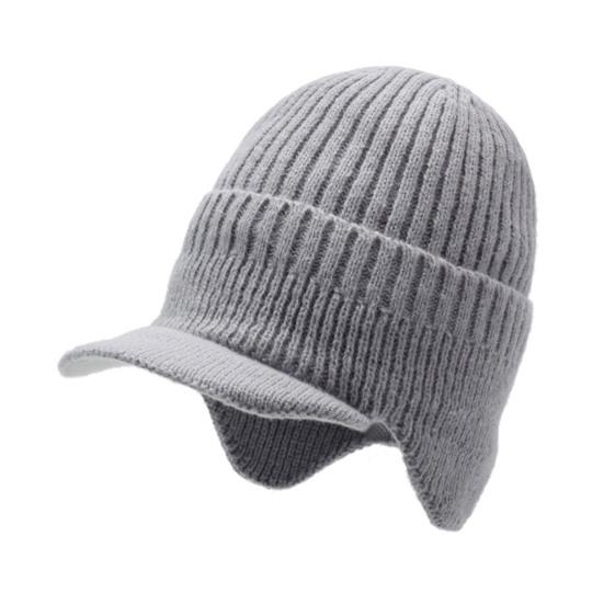 Winter Knitted Hat Solid Color Men Women Thickened Fleece Lining All-weather Hat Cold Weather Outdoor Headwear