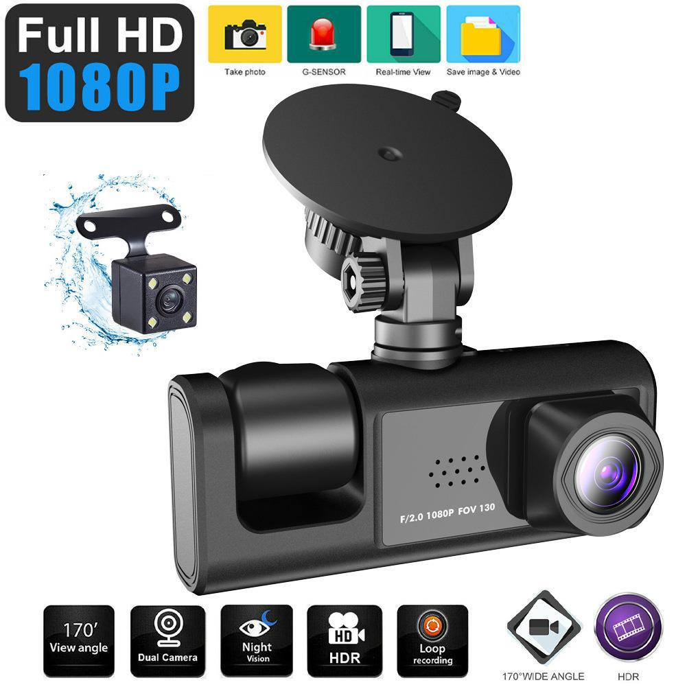 New Icreative Car DVR 3 Cameras Full HD 1080P Dual Lens Car DVR Camera 2.0 Inch IPS Screen Front Rear Recorder Camera