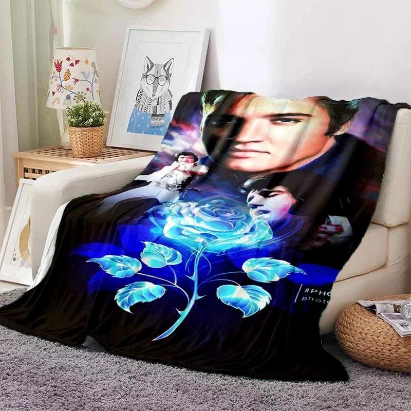 E-Elvis Presley Throw Blanket Soft Flannel Thin for Bed Sofa Cover Bedspread Home Deco Picnic Cooling Blankets for Beds Gift