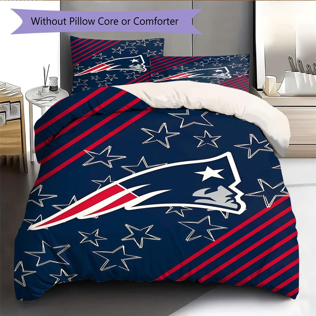 New England Patriots Pattern Bedding Home Decoration Birthday Gift ( 1 duvet cover + 2 pillowcase, without core),fan merchandise.
