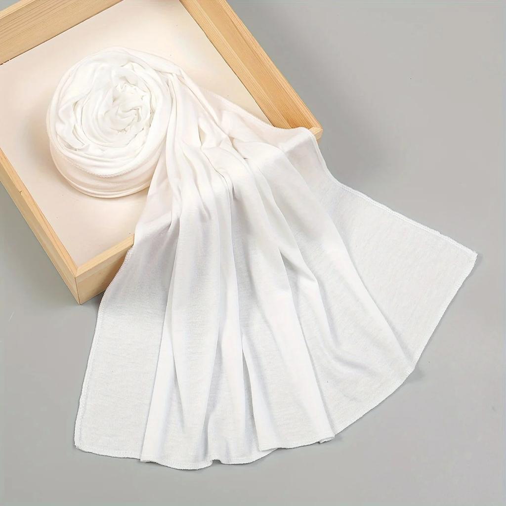 Ramadan Solid Color Muslim Hijab Thin Breathable Soft Cozy Scarf Elegant Style Windproof Sunscreen Shawl Headscarf