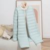 Light down jacket women's autumn and winter new down fashion collarless wavy medium and long zipper warm jacket