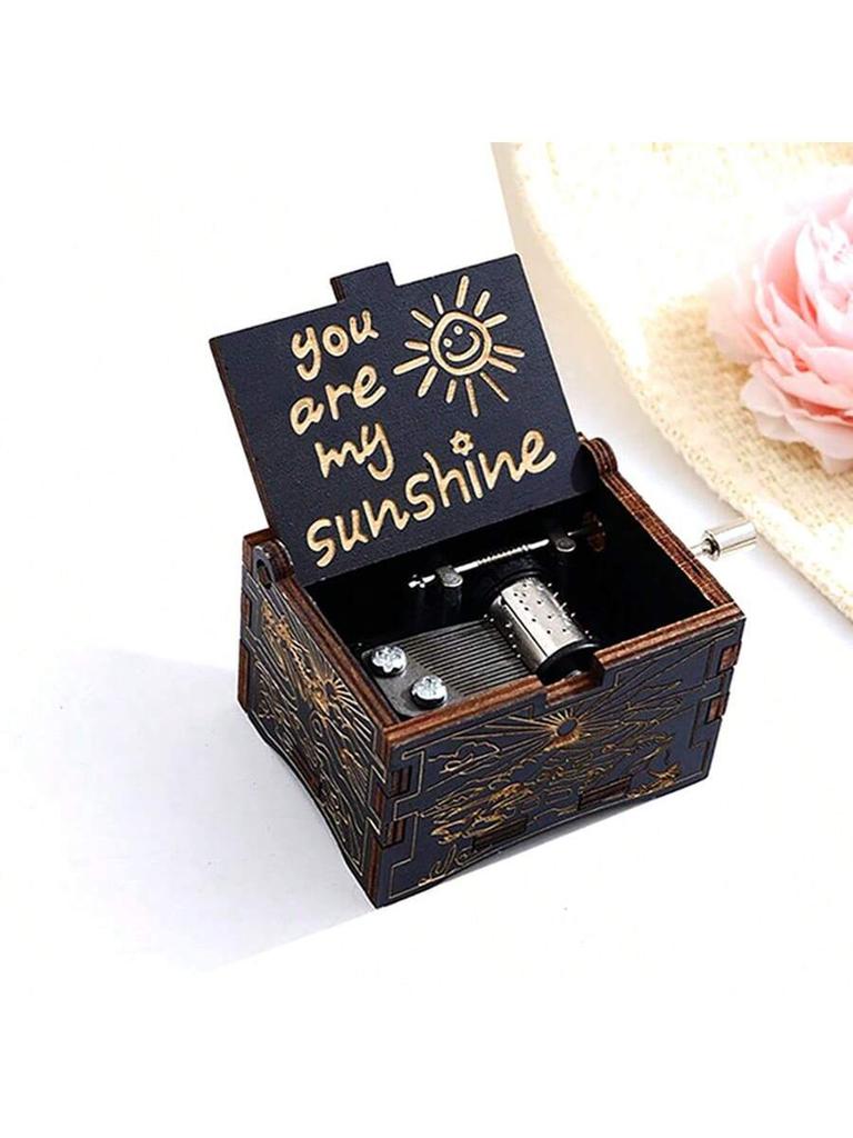 1pc Music Box, You Are My Sunshine Vintage Engraved Wood Music Box, Musical Box Gift For Daughter/Wife/Mother/Friends, Mechanism