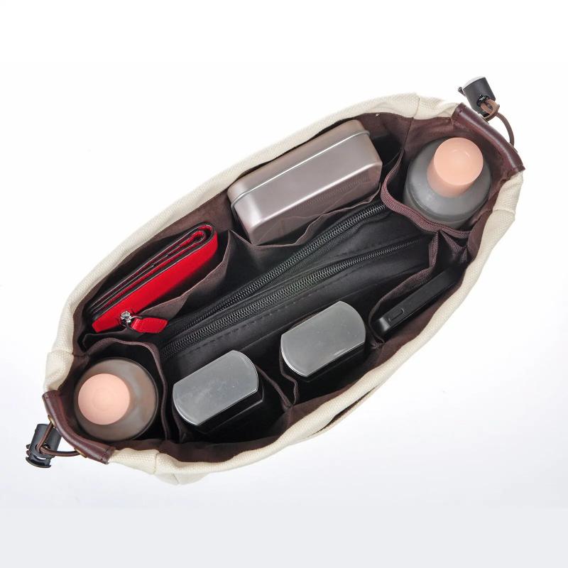 Drawstring Canvas Storage Organizers Multi-Pockets Liner Bag Lightweight Portable Travel Storage Bag