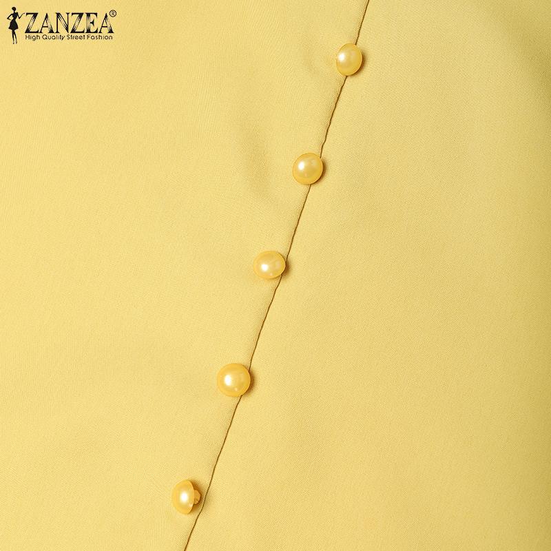 ZANZEA Женское повседневное летнее платье с коротким рукавом и V-образным вырезом