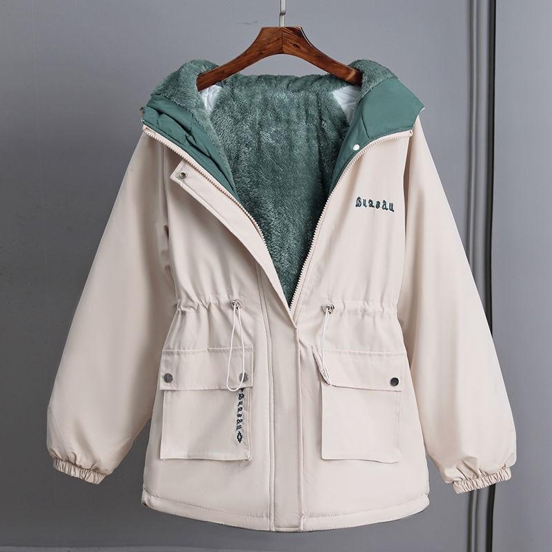 Womens Warm Hooded Cotton Blend Jacket Mid-Length Casual Coat Winter Plus Size A-Line