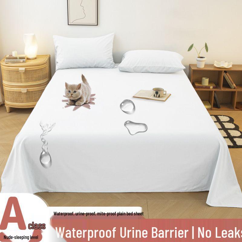 Stain-Proof Waterproof Bed Sheet & Pillowcase Set - Single Piece, Universal for All Seasons, Ideal for Students, Babies & Pets