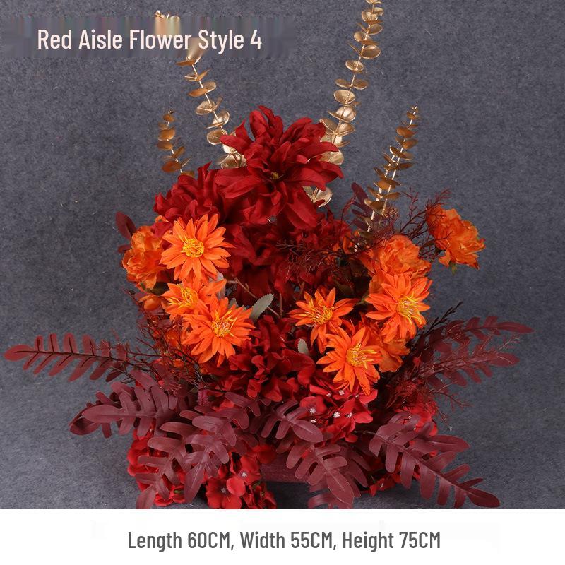 Свадебное цветочное оформление 2025: Сцена банкетного приема по случаю помолвки, Цветочные ряды для дороги/сцены, Цветы для арки, Искусственная имитация фона, Флористическое искусство.