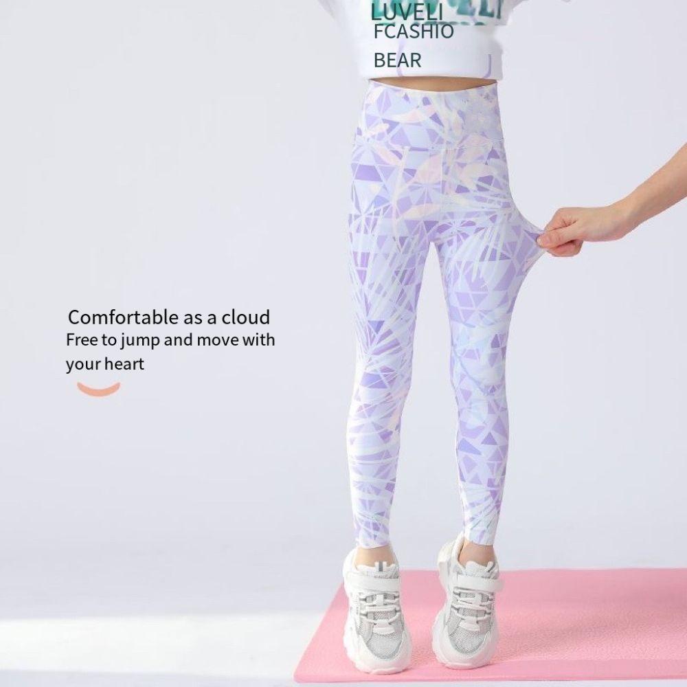 High Rise Girls' Athletic Leggings Quick Drying Running Active Tights Summer