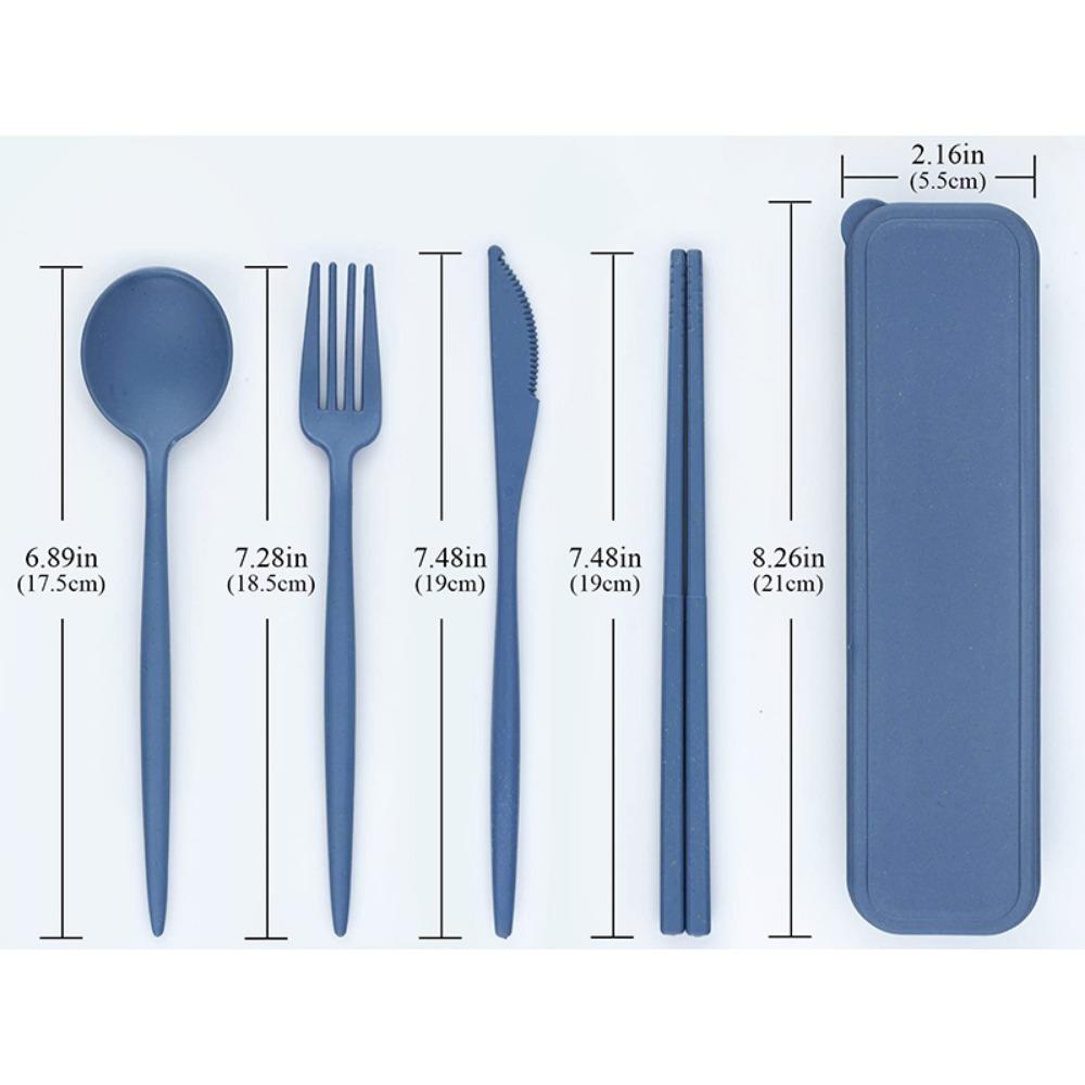 4 шт., набор столовой посуды из пшеничной соломы, портативная посуда, нож, вилка, ложка, экологически чистый дорожный набор столовых приборов, коробка для посуды, набор палочек для еды