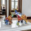 Colorful Water Transfer Printing Elephant Sculpture Nordic Home Office Desktop Decoration Resin Animal Statue Handicrafts