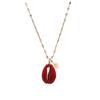 [Q8605] - Golden Red 'Cowrie' Steel Designer Necklace - 20x13 Mm