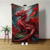 Red Dragon Style Flannel Printed Gift Blanket Winter Blanket,Warm Comfort Soft Blanket, Suitable For Sofa Bed Car Office Camping